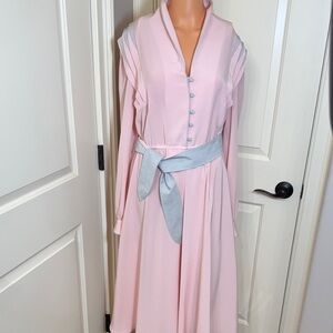Vintage 1960s Lilli Ann Blush Pink Dress with Powder Blue Sash – Union Made